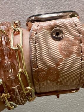 Spark*l band Peach Crystal Gucci Imprime  Watch Strap
